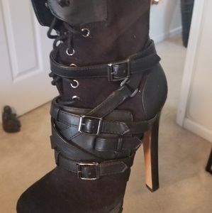 Black bebe combat boots
